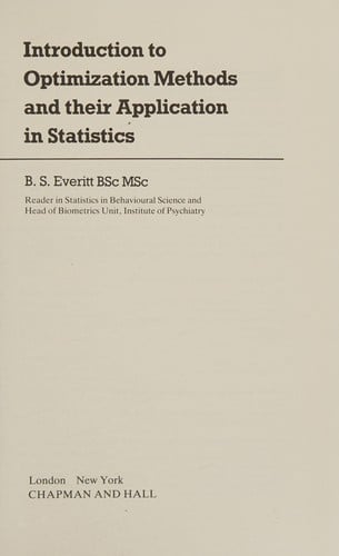 Introduction to optimization methods and their application in statistics