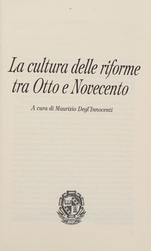 La cultura delle riforme tra Otto e Novecento
