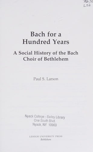 J.S. Bach for one hundred years