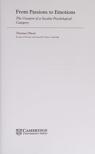 FROM PASSIONS TO EMOTIONS