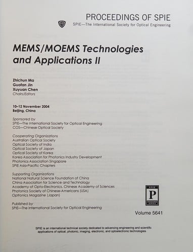 MEMS/MOEMS technologies and applications II