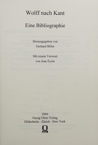 Wolff nach Kant