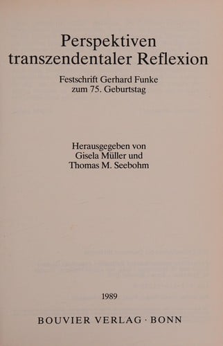 Perspektiven transzendentaler Reflexion