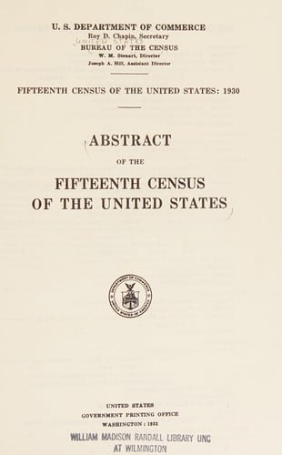 Abstract of the Fifteenth census of the United States