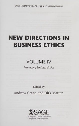 New directions in business ethics