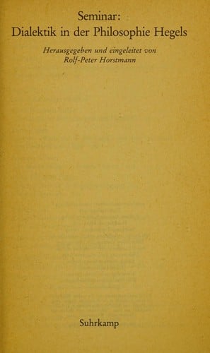 Seminar, Dialektik in der Philosophie Hegels