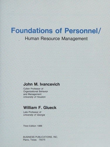 Foundations of personnel/human resource management