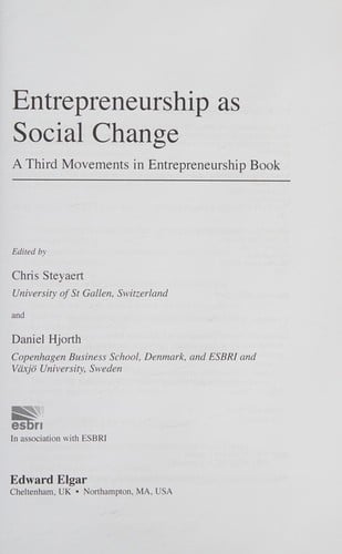 Entrepreneurship as social change