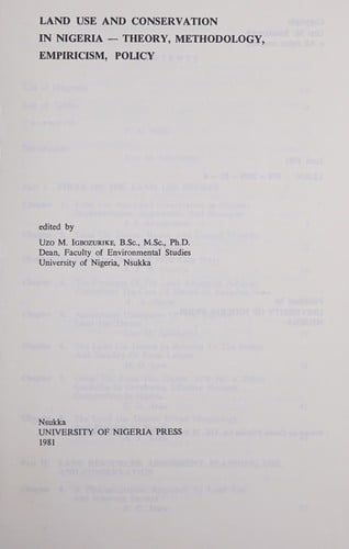 Land use and conservation in Nigeria