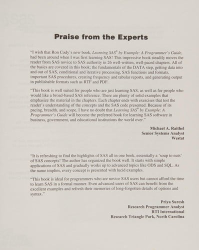 Learning SAS by example