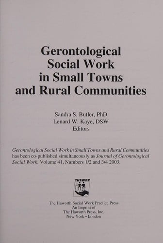 Gerontological social work in small towns and rural communities