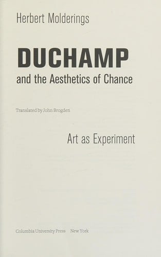 Duchamp and the aesthetics of chance