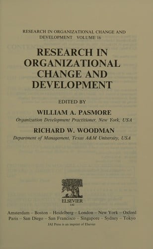 Research in organizational change and development