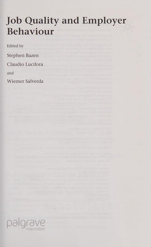 Job quality and employer behaviour