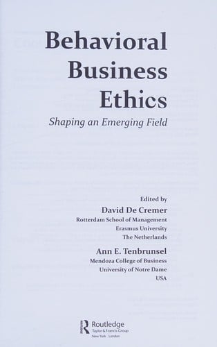Behavioral business ethics