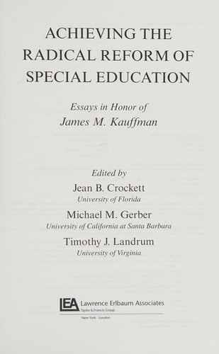 Achieving the radical reform of special education