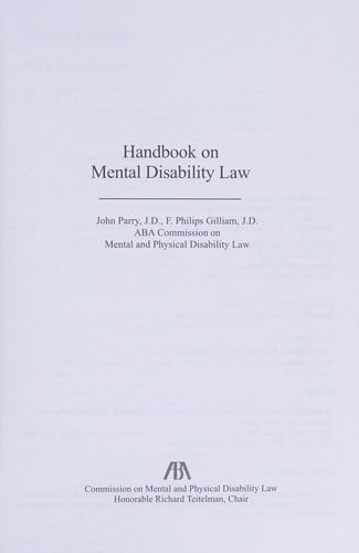 Handbook On Mental Disability Law