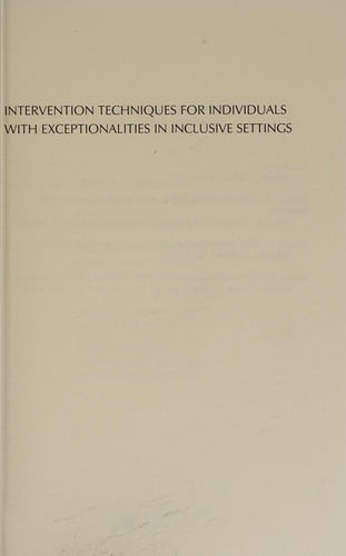 Intervention techniques for individuals with exceptionalities in inclusive settings
