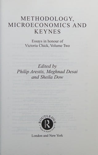 Essays in honour of Victoria Chick