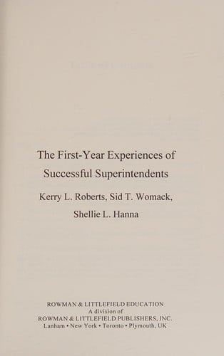 The first-year experiences of successful superintendents