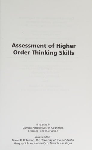 Assessment of higher order thinking skills