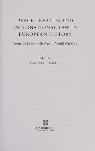 Peace treaties and international law in European history