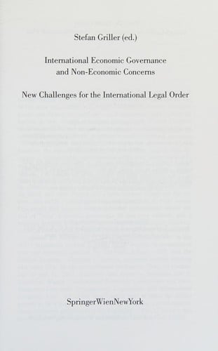 International economic governance and non-economic concerns