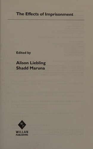 EFFECTS OF IMPRISONMENT; ED. BY ALISON LIEBLING