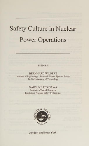 Safety culture in nuclear power operations