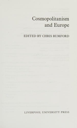 COSMOPOLITANISM AND EUROPE; ED. BY CHRIS RUMFORD