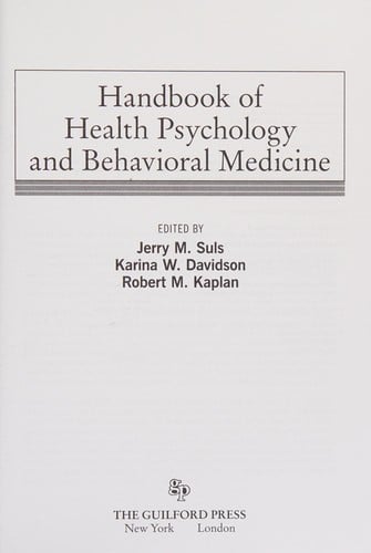 Handbook of health psychology and behavioral medicine