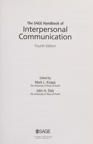 The Sage handbook of interpersonal communication