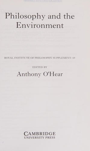 Philosophy and the environment