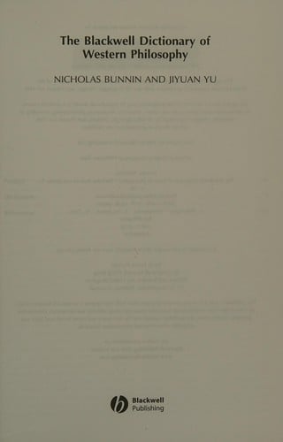 BLACKWELL DICTIONARY OF WESTERN PHILOSOPHY