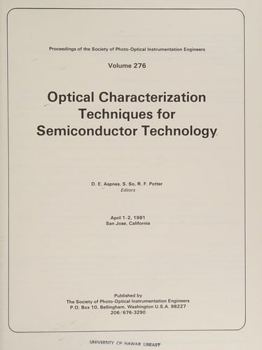 Optical characterization techniques for semiconductor technology