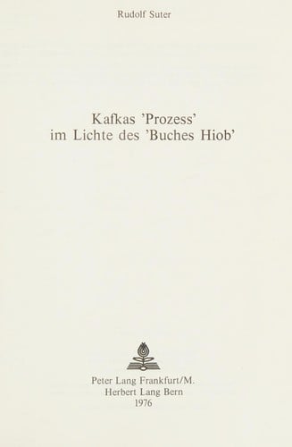 Kafkas 'Prozess' im Lichte des 'Buches Hiob'