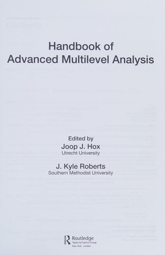 Handbook of advanced multilevel analysis