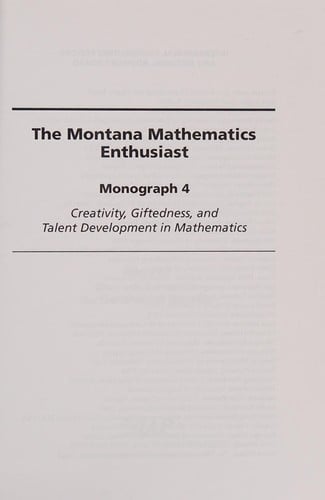 Creativity, giftedness, and talent development in mathematics