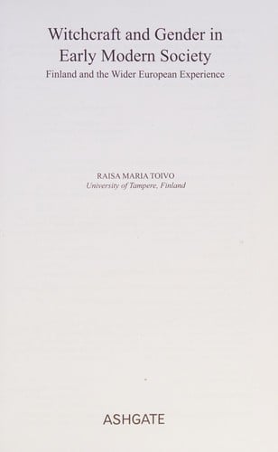 Witchcraft and gender in early modern society