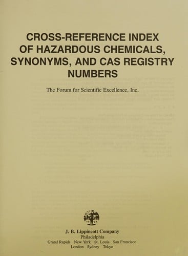 Cross-reference index of hazardous chemicals, synonyms, and CAS registry numbers