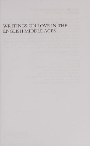 WRITINGS ON LOVE IN THE ENGLISH MIDDLE AGES; ED. BY HELEN COONEY