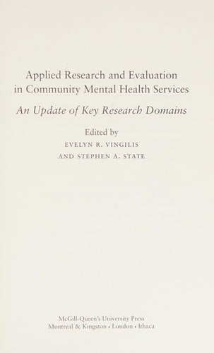 Applied research and evaluation in community mental health services