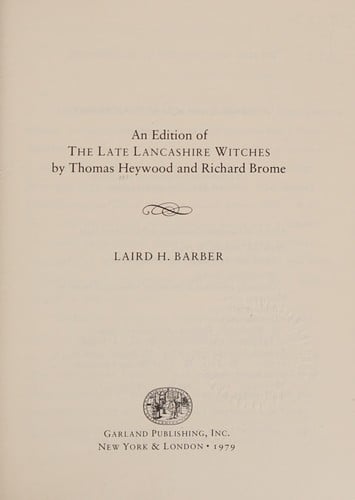 An edition of The late Lancashire witches