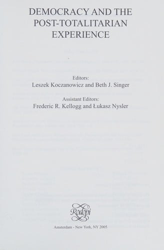 Democracy and the post-totalitarian experience