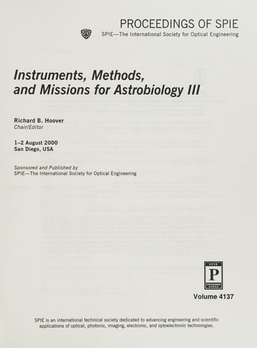 Instruments, methods, and missions for astrobiology III