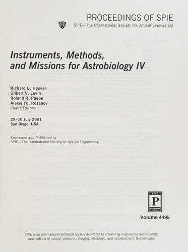 Instruments, methods, and missions for astrobiology IV