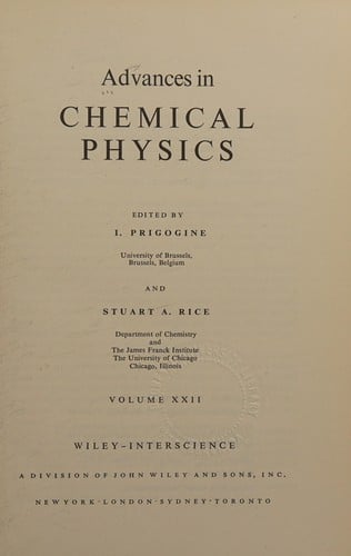 Advances In Chemical Physics Volume 22 (Advances in Chemical Physics)