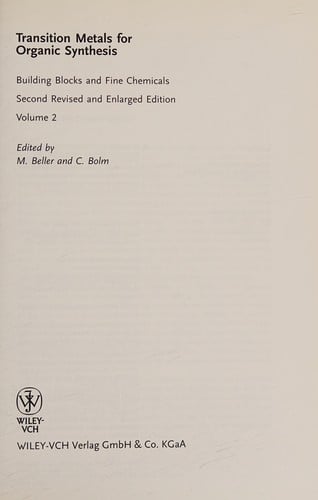 Transition metals for organic synthesis