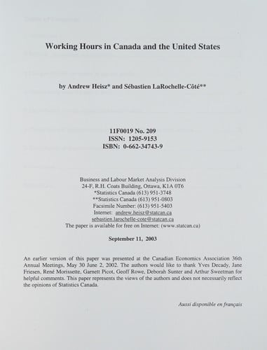 Working hours in Canada and the United States
