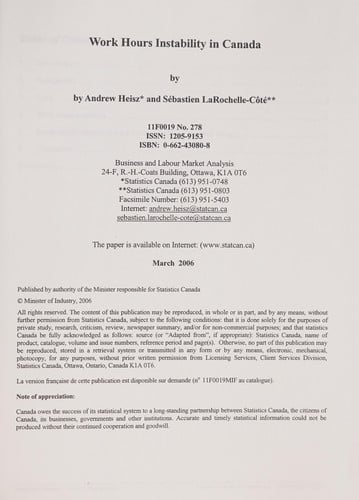 Work hours instability in Canada